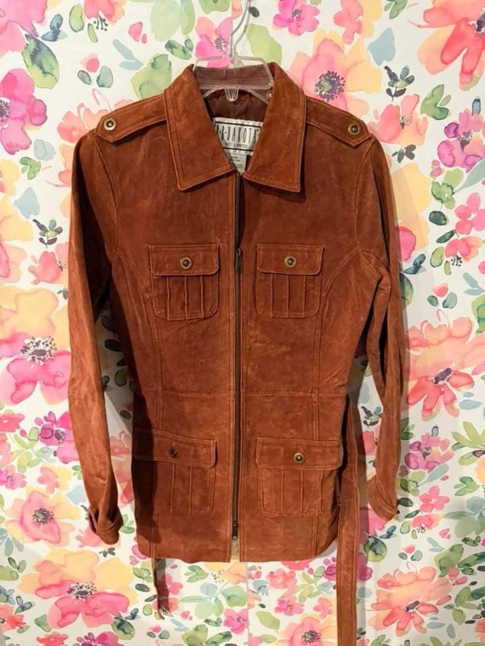 Women’s Tan Suede Utility Jacket with Belt